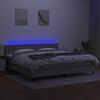 vidaXL Boxspringbett mit Matratze & LED Hellgrau 200x200 cm Stoff