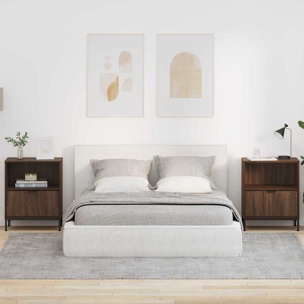 vidaXL Nachttisch 2 pcs Braun Eichen-Optik 49 x 36 x 61 cm