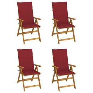 vidaXL 4er-Set verstellbare Klappst&uuml;hle mit Kissen aus massivem Akazienholz