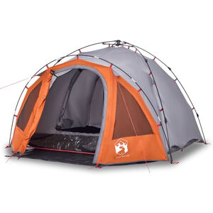 vidaXL Kuppel-Campingzelt 3 Personen Grau und Orange Quick Release
