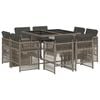 vidaXL 9-tlg. Garten-Essgruppe mit Kissen Grau Poly Rattan
