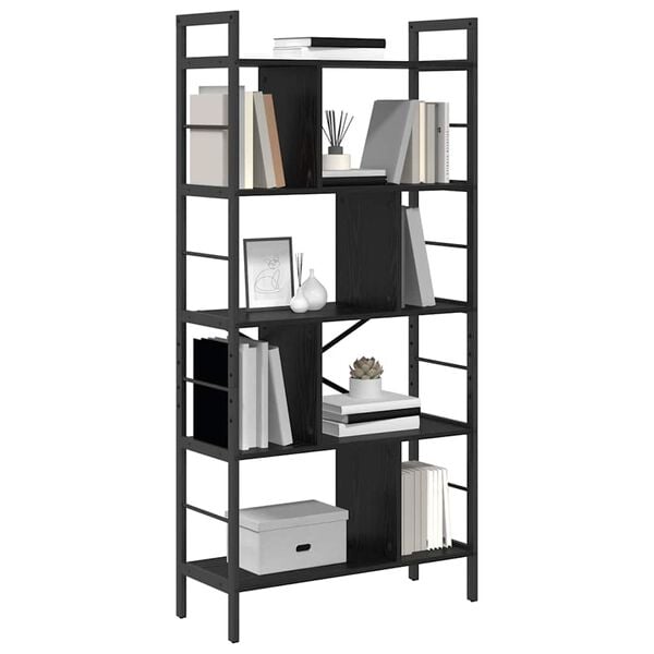 vidaXL B&uuml;cherregal Schwarz Eichen-Optik 75 x 30 x 156 cm Holzwerkstoff