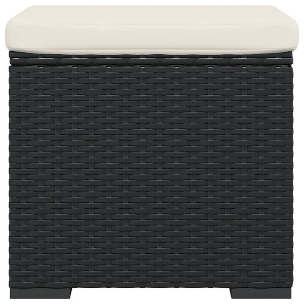 vidaXL Hocker mit Kissen Schwarz 40x30x40 cm Poly Rattan