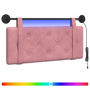 vidaXL H&auml;ngendes Kopfteil Mit LED Licht Rosa Samt