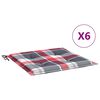 vidaXL Gartenstuhl-Kissen 6Stk. Rot Karomuster 50x50x3cm Oxford-Gewebe