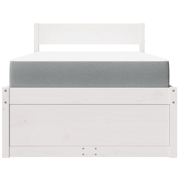 vidaXL Bett mit Schubladen und Matratze Wei&szlig; 90x190 cm Massivholz