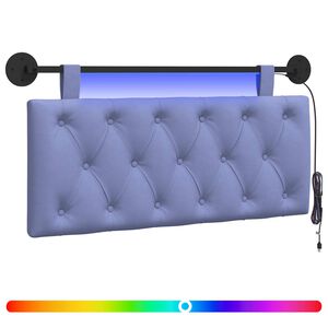 vidaXL H&auml;ngendes Kopfteil Mit LED Licht Jeans blau Stoff