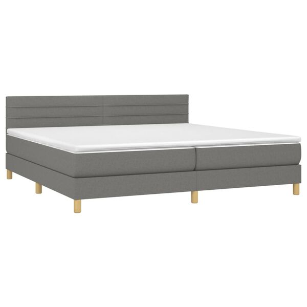 vidaXL Boxspringbett mit Matratze & LED Dunkelgrau 200x200 cm Stoff
