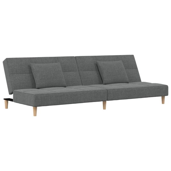 vidaXL Schlafsofa 2-Sitzer mit 2 Kissen & Hocker Dunkelgrau Stoff
