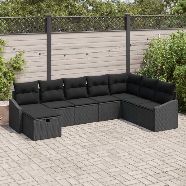 vidaXL Gartensofa-set mit Kissen mit Speicher 8 pcs Poly-Rattan