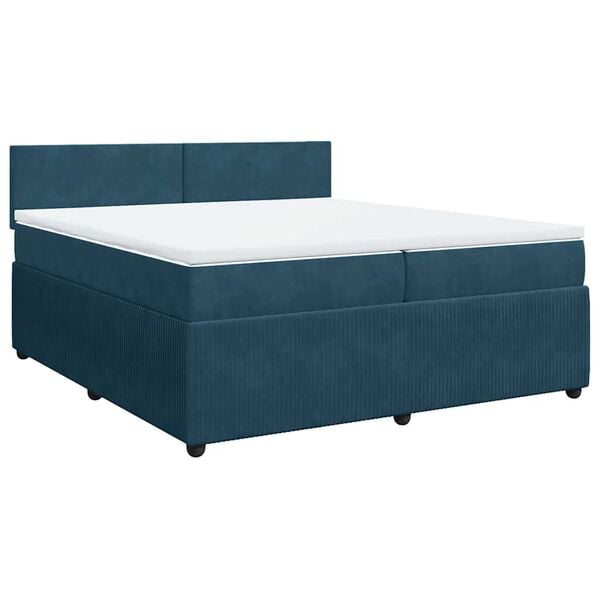 vidaXL Boxspringbett mit Matratze Blau 200x200 cm Samt