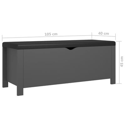 vidaXL Sitzbank mit Stauraum und Kissen Grau 105x40x45cm Holzwerkstoff