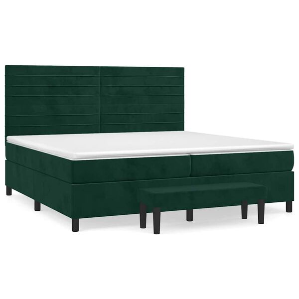 vidaXL Boxspringbett mit Matratze Dunkelgr&uuml;n 200x200 cm Samt