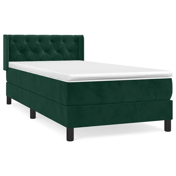 vidaXL Boxspringbett mit Matratze Dunkelgr&uuml;n 80x200 cm Samt