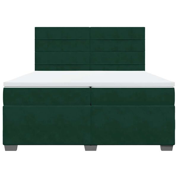 vidaXL Boxspringbett mit Matratze Dunkelgr&uuml;n 200x200 cm Samt
