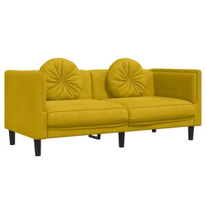vidaXL Sofa mit Kissen 2-Sitzer Gelb Samt