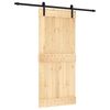 vidaXL Schiebet&uuml;r Nat&uuml;rlich und Schwarz 90 x 210 cm Massivkiefer