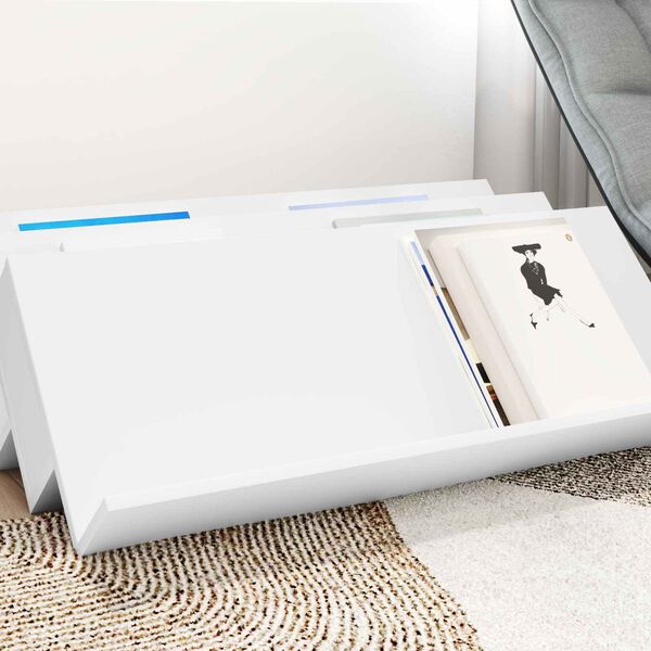 vidaXL Magazinregal mit Regal Wei&szlig; 90 x 53 x 28,5 cm Holzwerkstoff