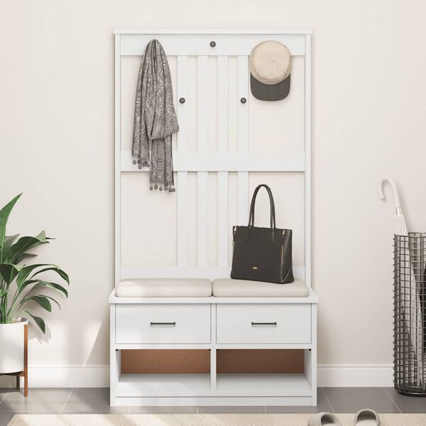vidaXL Garderobenständer SANDNES Weiß 87x40x159,5cm Massivholz Kiefer