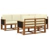 vidaXL Outdoor-Sofagarnitur mit Kissen 7 pcs Natur und Creme Polyester
