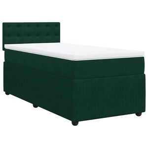 vidaXL Boxspringbett mit Matratze Dunkelgr&uuml;n 90x200 cm Samt