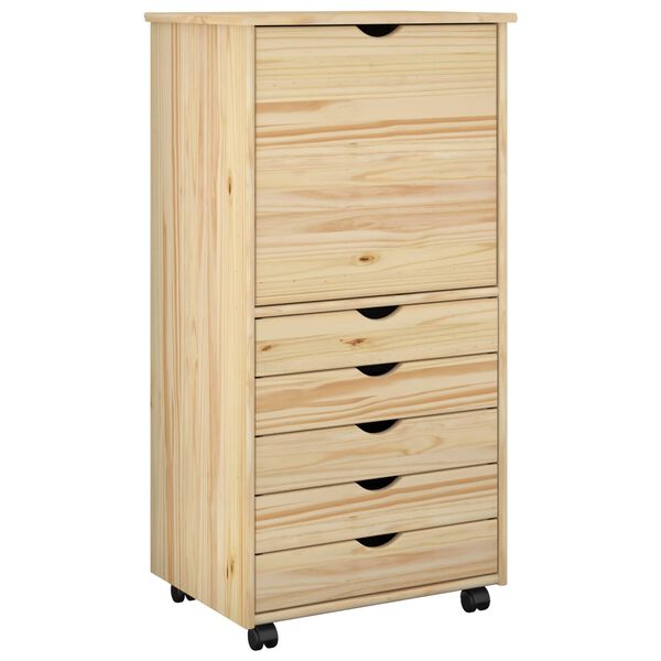vidaXL Rollschrank Mit Rad Braun 53 x 39 x 103 cm Massivholz Kiefer