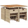 vidaXL 9-tlg. Garten-Essgruppe mit Kissen Beige Poly Rattan