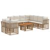 vidaXL Gartensofa-set 10 stk. Nat&uuml;rlich und Cremwei&szlig; Poly-Rattan