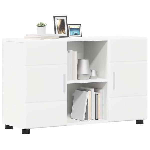 vidaXL Sideboard mit Regal Wei&szlig; 88,5 x 30,5 x 55,5 cm Holzwerkstoff