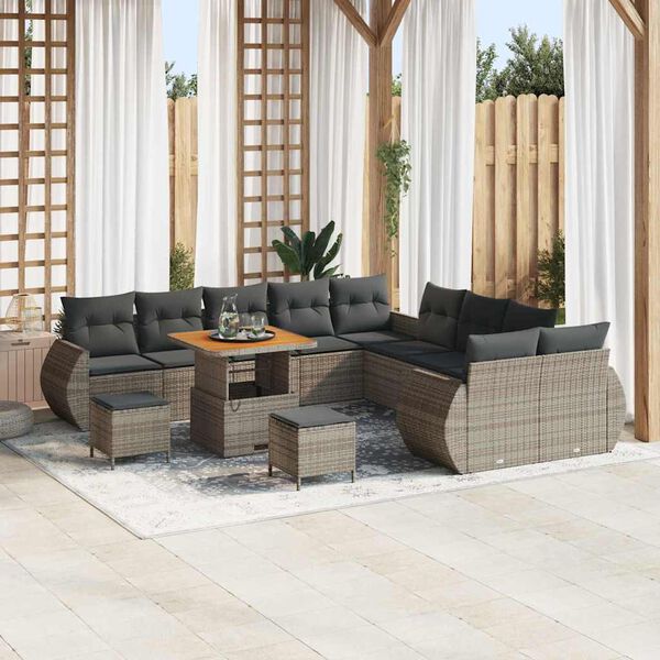 vidaXL Gartensofa-set 13 pcs Grau Poly-Rattan