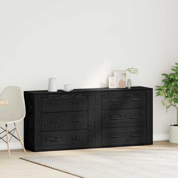 vidaXL Sideboard Schwarz Eichen-Optik 160 x 33 x 70 cm Holzwerkstoff