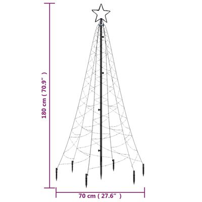 vidaXL LED-Weihnachtsbaum mit Erdnägeln Kaltweiß 200 LEDs 180 cm