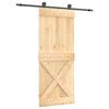vidaXL Schiebet&uuml;r Nat&uuml;rlich und Schwarz 85 x 210 cm Massivkiefer