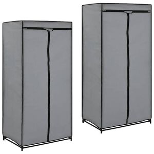vidaXL Kleiderschr&auml;nke 2 Stk. Grau 75&times;50&times;160 cm
