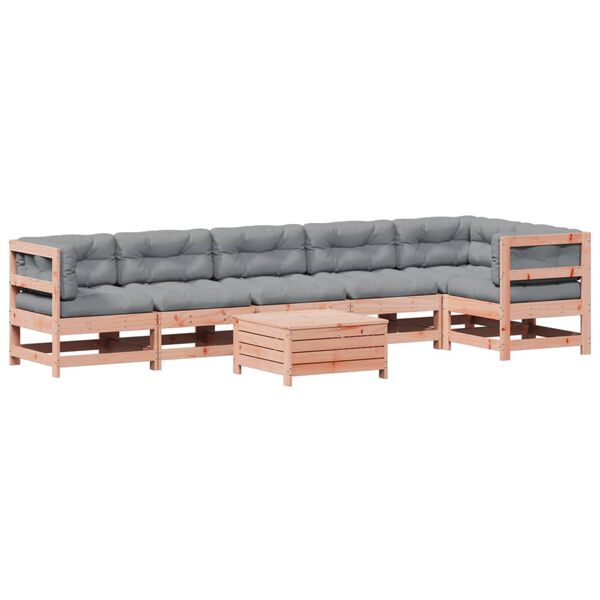 vidaXL 7-tlg. Garten-Lounge-Set mit Kissen Massivholz Douglasie