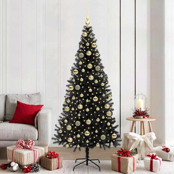 vidaXL Weihnachtsbaum mit 300 LEDs mit St&auml;nder Schwarz 210 cm PVC
