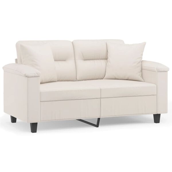 vidaXL 2-Sitzer-Sofa mit Kissen Beige 120 cm Mikrofasergewebe