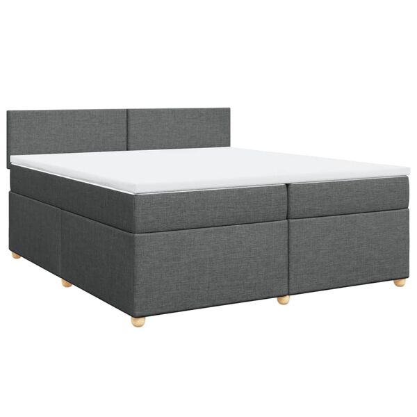 vidaXL Boxspringbett mit Matratze Dunkelgrau 200x200 cm Stoff