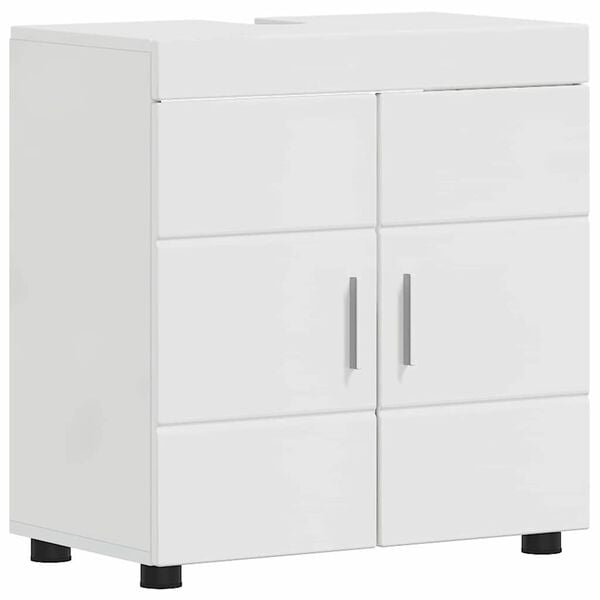vidaXL Badezimmerschrank-Set TULUM Hochglanz Wei&szlig; 60 x 34 x 63 cm
