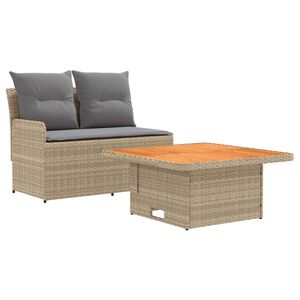 vidaXL Garten Armlehnen Sofa mit Klapptisch 2 St&uuml;ck Beige und Hellgrau