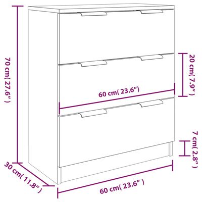 vidaXL 3-tlg. Sideboard Grau Sonoma Holzwerkstoff
