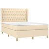 vidaXL Boxspringbett mit Matratze Creme 140x200 cm Stoff