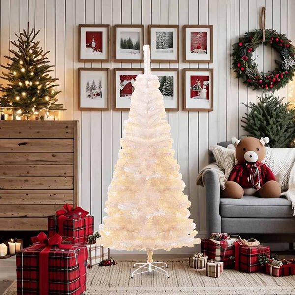 vidaXL K&uuml;nstlicher Weihnachtsbaum Schillernde Spitzen Wei&szlig; 180 cm PVC