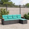 vidaXL 5-tlg. Garten-Sofagarnitur mit Kissen Grau Poly Rattan
