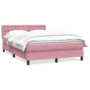 vidaXL Boxspringbett mit Matratze Rosa 140x210 cm Samt
