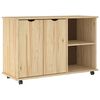 vidaXL Rollschrank Mit Rad Braun 100 x 39 x 65,5 cm Massivholz Kiefer