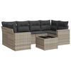 vidaXL 7-tlg. Garten-Sofagarnitur mit Kissen Hellgrau Poly Rattan