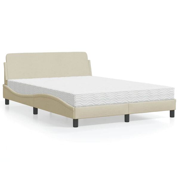 vidaXL Bett mit Matratze "Dover" Creme 120x200 cm Stoff