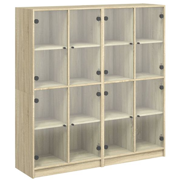 vidaXL B&uuml;cherschrank mit T&uuml;ren Sonoma-Eiche 136x37x142cm Holzwerkstoff