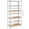 vidaXL Lagerregal mit 5 B&ouml;den Silbern Stahl & Holzwerkstoff